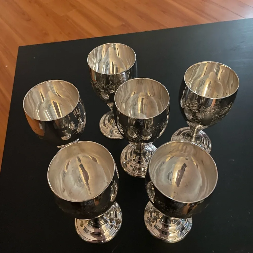 Vintage Silver Plated Wine Goblets - Picture 5 of 7